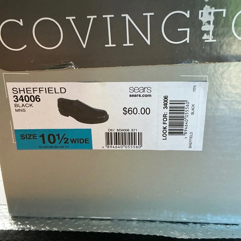 Covington‎ Sheffield Mens Black Slip On Dress Shoes Wide Width 10.5 34006 New